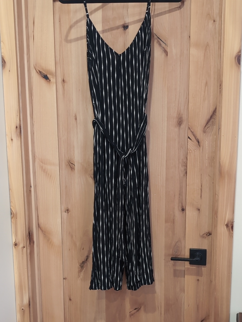 Billabong Black and White Vertical Stripe Jumpsuit